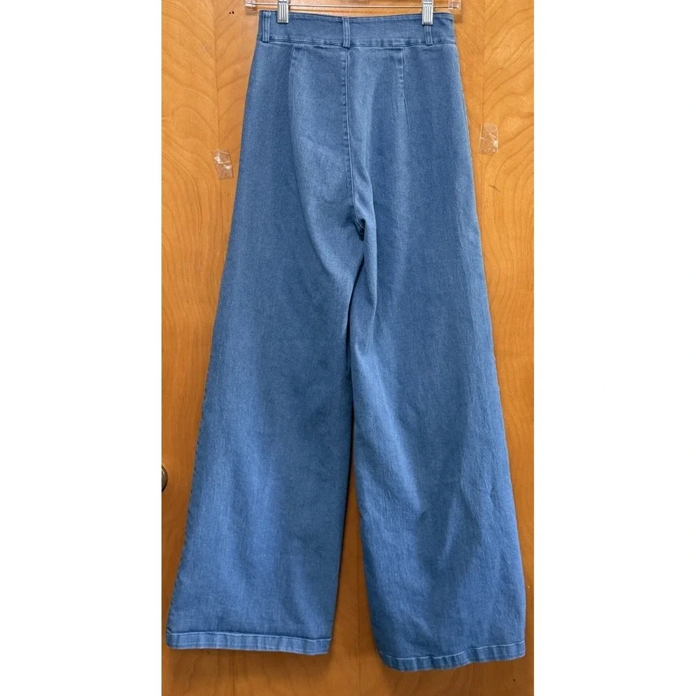 Flying Tomato Anthropologie Boho High Rise Wide Leg Flare Stretch Jeans Sz M - Picture 4 of 10